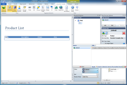 The LIST tagging element has been used here to designate the second table row to be repeated/copied for each product in the collection. The LIST element has been data-bound here to the default data source directly.